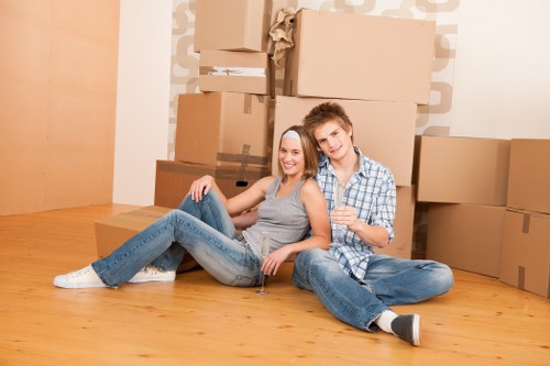 Organised storage unit in Paddington with packed boxes and furniture