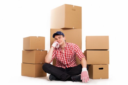 Packing materials and boxed items for a Paddington relocation